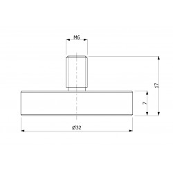 Magnes w obudowie — ⌀32 mm, z gwintowanym trzpieniem M6 — neodymowy - 002