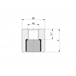 Magnes w obudowie, średnica 6 mm, gwint wewn. M3, wys. 6 mm, neodymowy - 002