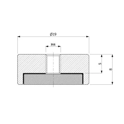 Magnes neodymowy z gwintem wewn. M4 w obudowie, średnica 19 mm, wys. 8 mm - 003