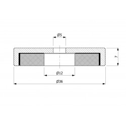 Magnes w obudowie — ⌀36 mm, z otworem pod płaski łeb śruby — neodymowy - 003