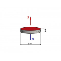 Magnes — średnica ⌀10 mm, grubość 1,5 mm — neodymowy (N35) - 002