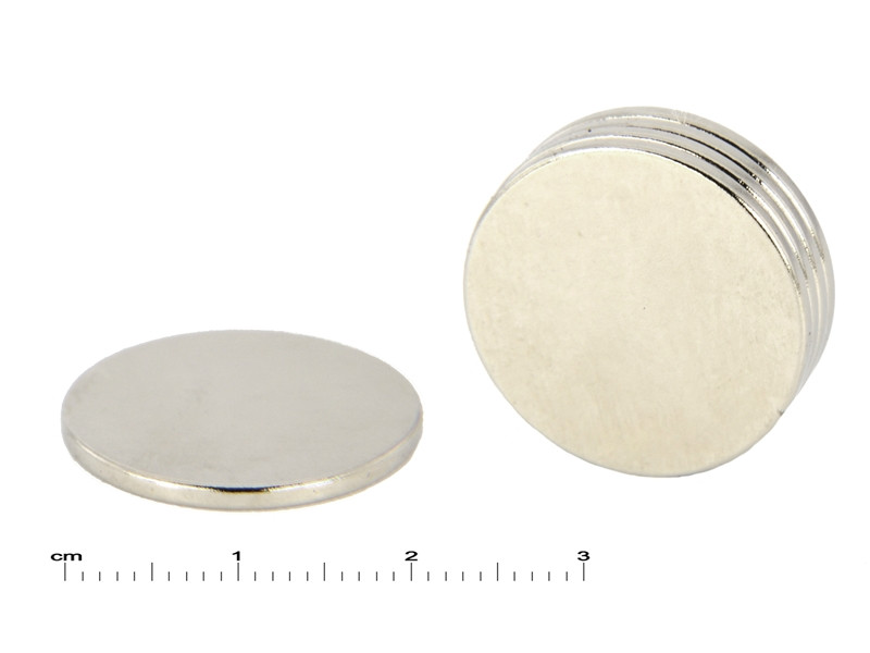 Magnes neodymowy— średnica ⌀20 mm, grubość 1,5 mm —  (N38)