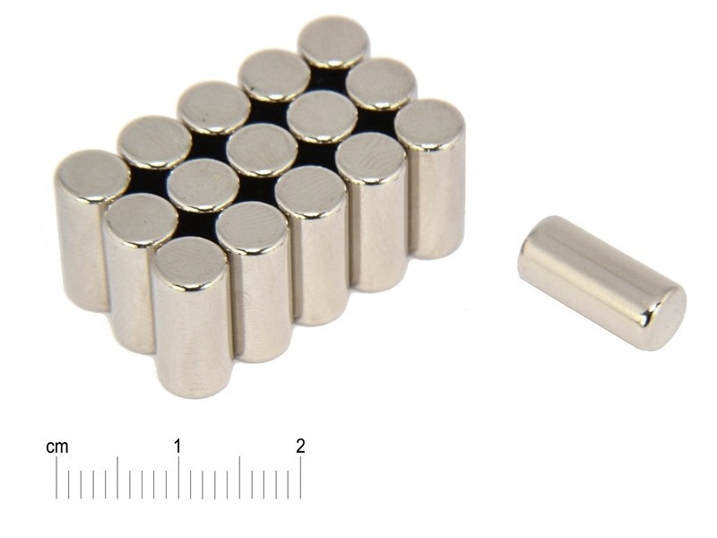 Magnes — średnica ⌀6,3 mm, wysokość 14 mm — neodymowy (N38)