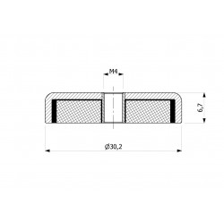 Magnes w obudowie — średnica ⌀30,2 mm, wys. 6,7 mm, gwint wewnętrzny M4 — ferrytowy - 002