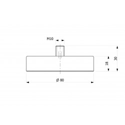 Magnes w obudowie — ⌀80 mm, z gwintowanym trzpieniem M10 — ferrytowy - 002