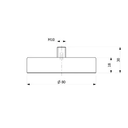 Magnes w obudowie — ⌀80 mm, z gwintowanym trzpieniem M10 — ferrytowy - 002