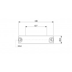 Wałek (pręt) magnetyczny wodoszczelny 22 x 100 / 2 x M6w / N52 - 002