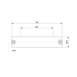 Wałek (pręt) magnetyczny (cienkościenny) wodoszczelny 32 x 150 / 2 x M6w / N52 - 002