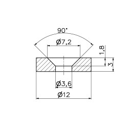 Magnes pod wkręt — ⌀12 mm, ⌀7,2/⌀3,6 mm, 3 mm — neodymowy (N38)