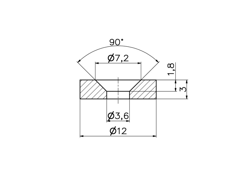 Magnes pod wkręt — ⌀12 mm, ⌀7,2/⌀3,6 mm, 3 mm — neodymowy (N38)