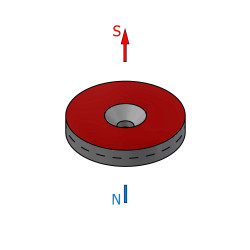 Magnes okrągły z otworem pod wkręt — ⌀30 mm, ⌀10,5/⌀4,3 mm, wys. 5 mm — neodymowy