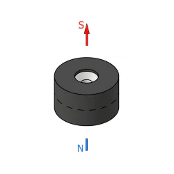 Magnes w gumie, okrągły, pod wkręt — średnica ⌀19,5 mm, ⌀7,2/⌀3,6 mm, wys. 11,5 mm — neodymowy (N42) - 002