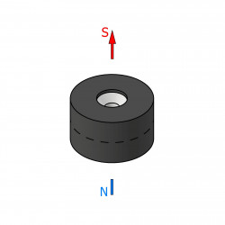 Magnes w gumie, okrągły, pod wkręt — ⌀19,5 mm, ⌀7,2/⌀3,6 mm, wys. 11,5 mm — neodymowy (N42) - 002