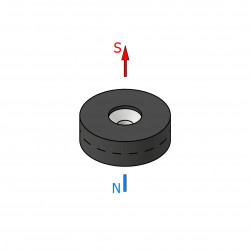 Magnes w gumie, okrągły, pod wkręt — ⌀19,5 mm, ⌀7,2/⌀3,6 mm, wys. 6,5 mm — neodymowy (N42) - biegunowość