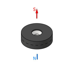 Magnes w gumie, okrągły, z otworem pod wkręt — ⌀21,5 mm, ⌀7,2/⌀3,6 mm, wys. 6,5 mm — neodymowy (N42)