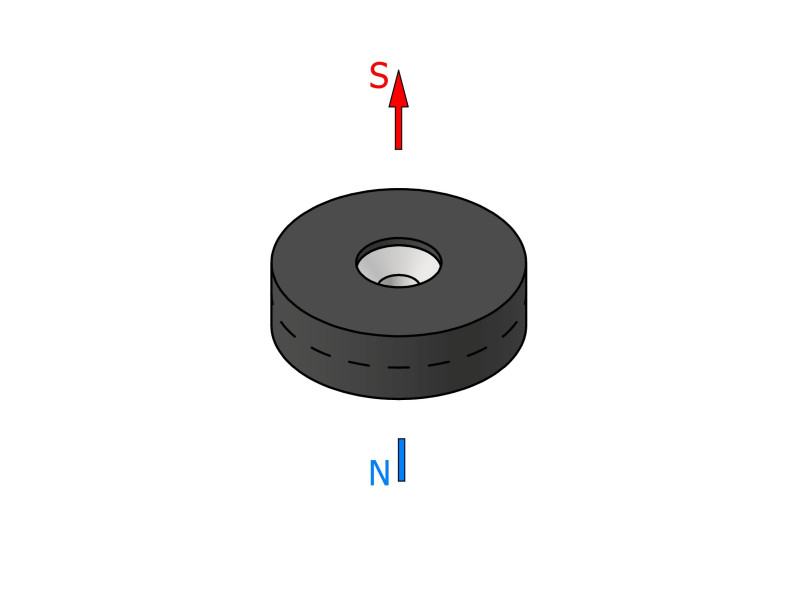 Magnes w gumie, okrągły, z otworem pod wkręt — ⌀21,5 mm, ⌀7,2/⌀3,6 mm, wys. 6,5 mm — neodymowy (N42)