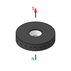 Magnes w gumie, okrągły, pod wkręt — ⌀31,5 mm, ⌀10,5/⌀4,3 mm, wys. 6,5 mm — neodymowy (N42) - 002
