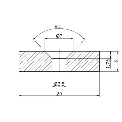 Magnes płytkowy, pod wkręt — wymiary 20x8x5 mm — neodymowy (N38) - 003