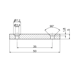 Magnes płytkowy, pod wkręt — wymiary 50x20x5 mm — neodymowy (N38) - 002