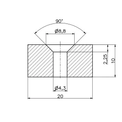 Magnes płytkowy, pod wkręt — wymiary 20x10x10 mm — neodymowy (N38) - 003