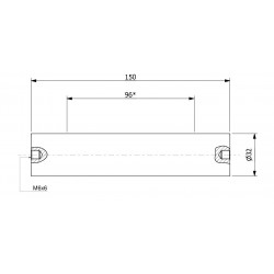 Wałek (pręt) magnetyczny wodoszczelny 32 x 150 / 2 x M6w / N52 - 002