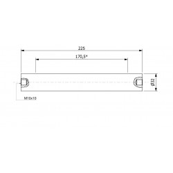 Wałek (pręt) magnetyczny wodoszczelny 32 x 225 / 2 x M10w / N52 - 002