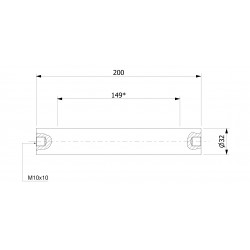 Wałek (pręt) magnetyczny wodoszczelny 32 x 200 / 2 x M10w / N - 002