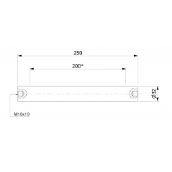 Wałek (pręt) magnetyczny wodoszczelny 32 x 250 / 2 x M10w / N - 002