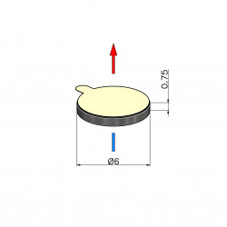 Magnes samoprzylepny, okrągły — średnica ⌀6 mm, wys. 0,75 mm — klej 3M — neodymowy - 002