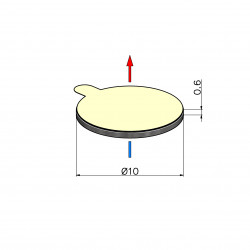 Cienki magnes samoprzylepny, okrągły — średnica ⌀10 mm, wys. 0,6 mm — klej 3M — neodymowy - 002