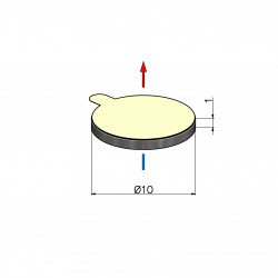Magnes samoprzylepny, okrągły — średnica ⌀10 mm, wys. 1 mm — klej 3M — neodymowy - 002