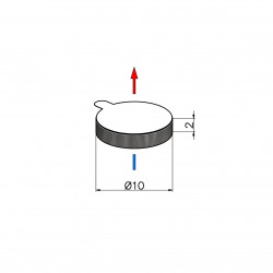 Magnes samoprzylepny, okrągły — średnica ⌀10 mm, wys. 2 mm — z pianką klejową 3M — neodymowy - 002