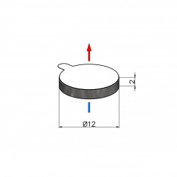 Magnes samoprzylepny, okrągły — średnica ⌀12 mm, wys. 2 mm — z pianką klejową 3M — neodymowy - 002