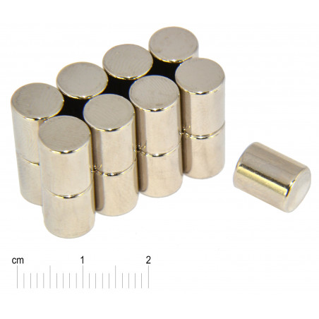 Magnes — średnica ⌀8 mm, wysokość 10 mm — neodymowy (N38)