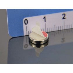 Magnes samoprzylepny, okrągły — średnica ⌀10 mm, wys. 2 mm — z pianką klejową 3M — neodymowy