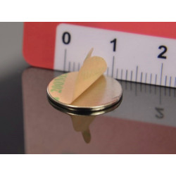 Magnes samoprzylepny, okrągły — średnica ⌀15 mm, wys. 1 mm — z klejem 3M — neodymowy
