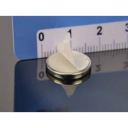 Magnes samoprzylepny, okrągły — średnica ⌀15 mm, wys. 2 mm — z pianką klejową 3M — neodymowy