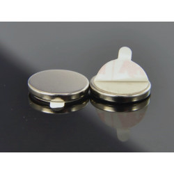Magnes samoprzylepny, okrągły — średnica ⌀15 mm, wys. 2 mm — z pianką klejową 3M — neodymowy - 003