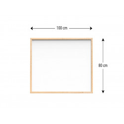 Tablica suchościeralna magnetyczna biała 100 x 80 cm rama drewniana naturalna - 002