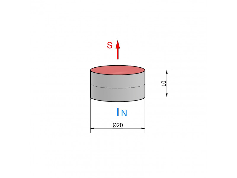 Magnes — średnica ⌀20 mm, grubość 10 mm — neodymowy (N38)