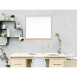 Tablica suchościeralna magnetyczna biała 150x100 cm rama drewniana naturalna - 006