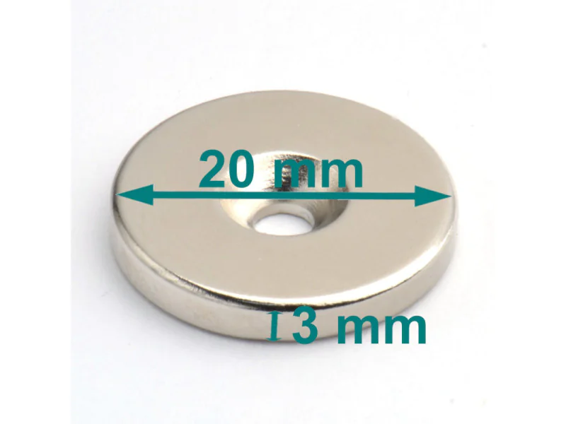 magnes okrągły pod wkręt pod śrubę z otworem 20x7/3,5x3 neodymowy magnes okrągły pod wkręt pod śrubę z otworem 20x7/3,5x3 neodymowy