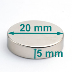 Magnes — średnica ⌀20 mm, grubość 5 mm — neodymowy (N38) - 004