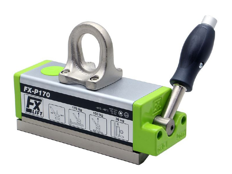 Chwytak podnośnik uchwyt magnetyczny do cienkich blach, rur i profili FX-P170 magnes 170 kg z rozłączanym polem magnetycznym