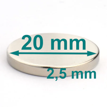 Magnes — średnica ⌀20 mm, grubość 2,5 mm — neodymowy (N38)
