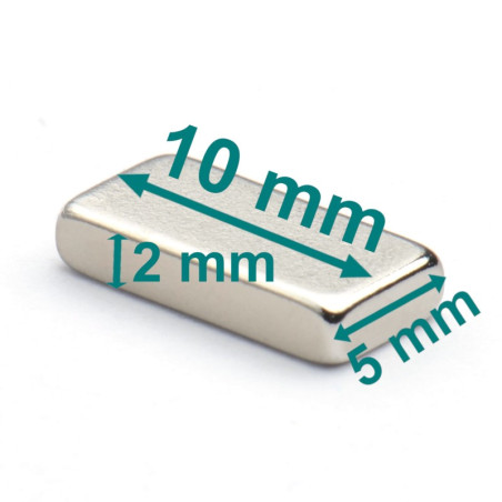 Magnes neodymowy — dł. 10 mm, szer. 5 mm, wys. 2 mm — N38