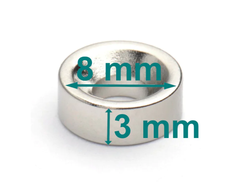 Magnes pod wkręt — ⌀8 mm, ⌀6/⌀3,5 mm, 3 mm — neodymowy (N35)