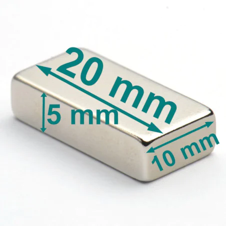 Magnes neodymowy 20x10x5 płytkowy (N38H)
