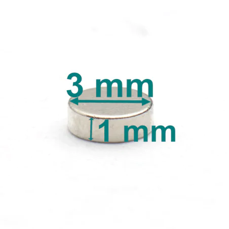 Magnesik — średnica ⌀3 mm, grubość 1 mm — neodymowy (N38)