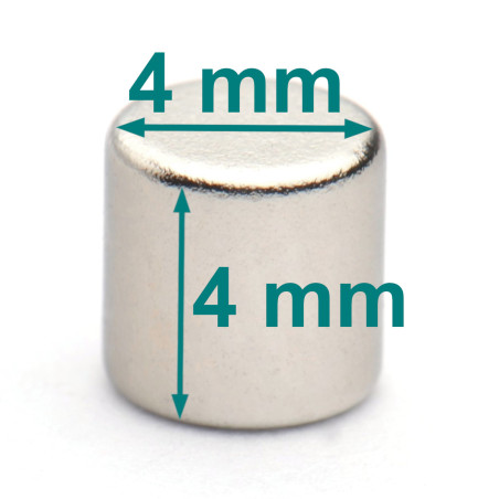 Magnesiki — średnica ⌀4 mm, wysokość 4 mm — neodymowe (N38)